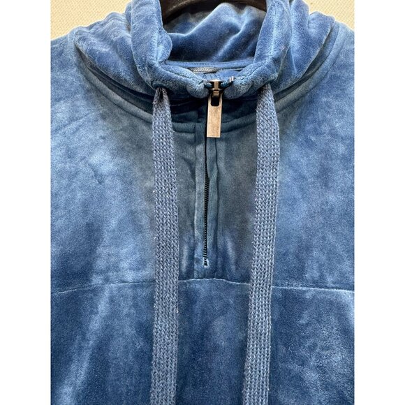 Champion Womens Velour Pullover Sweatshirt Sweater XL Blue Drawstring & Pockets - Picture 3 of 13